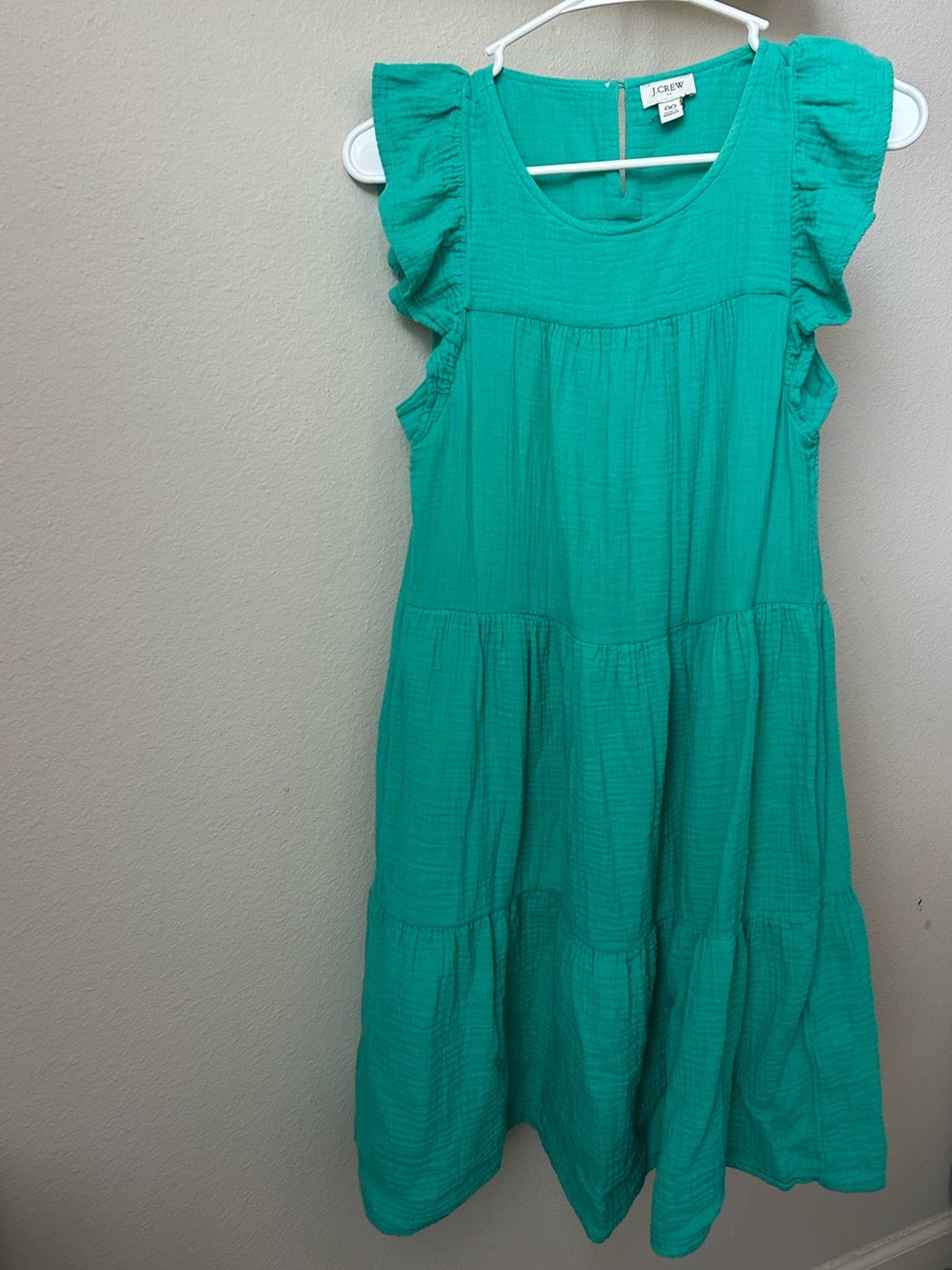 J. Crew Teal Tiered Ruffle Sleeve Sundress